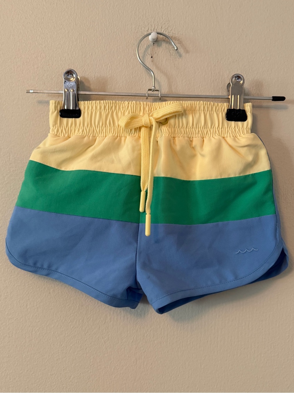 Minnow Striped Colorblock Swim Trunks- Yellow, Green & Blue